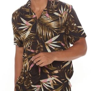 Fashion Nova Men's Button Down Tropical Shirt